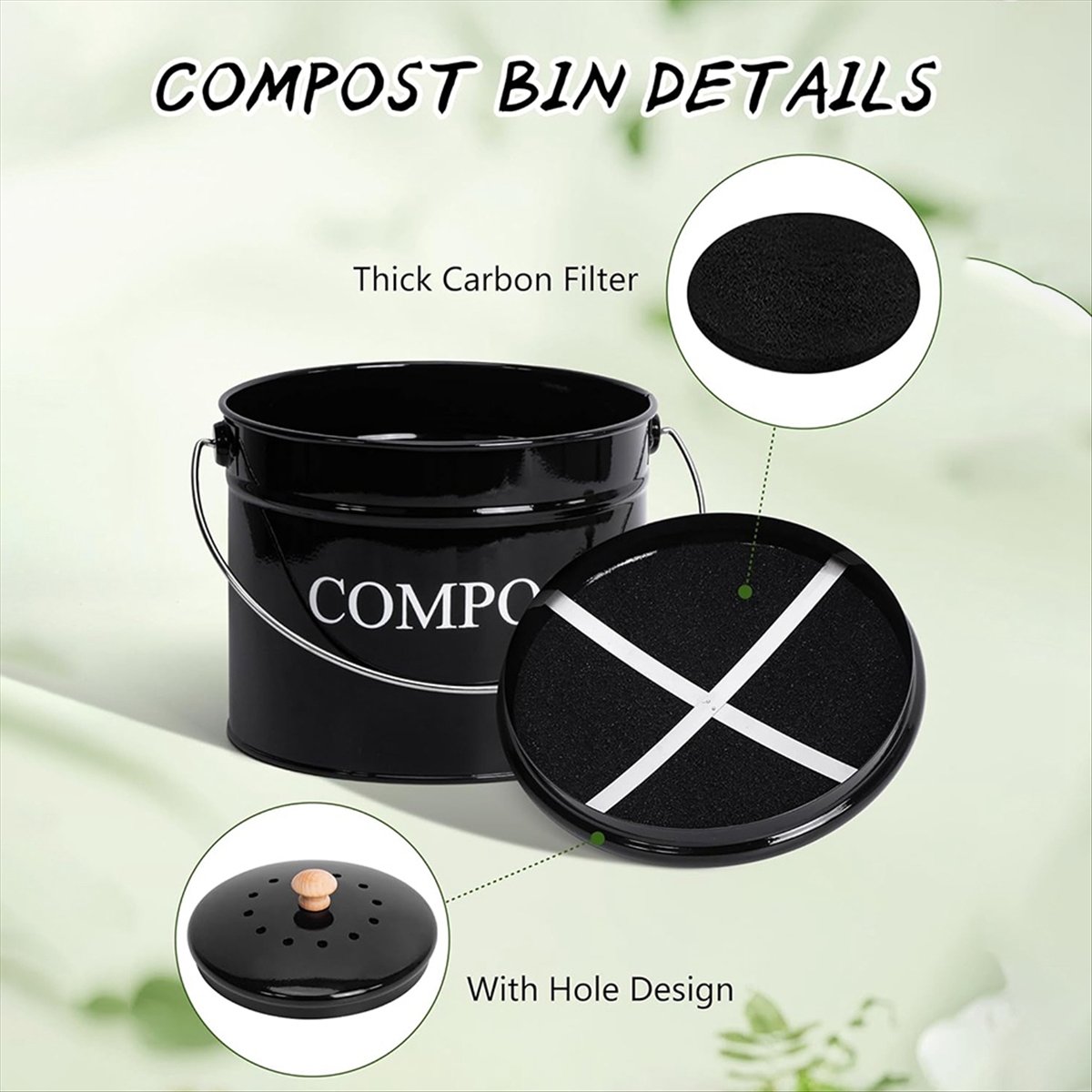 Contenedor de abono de cocina  - Compost Bin Countertop reseña y precio
