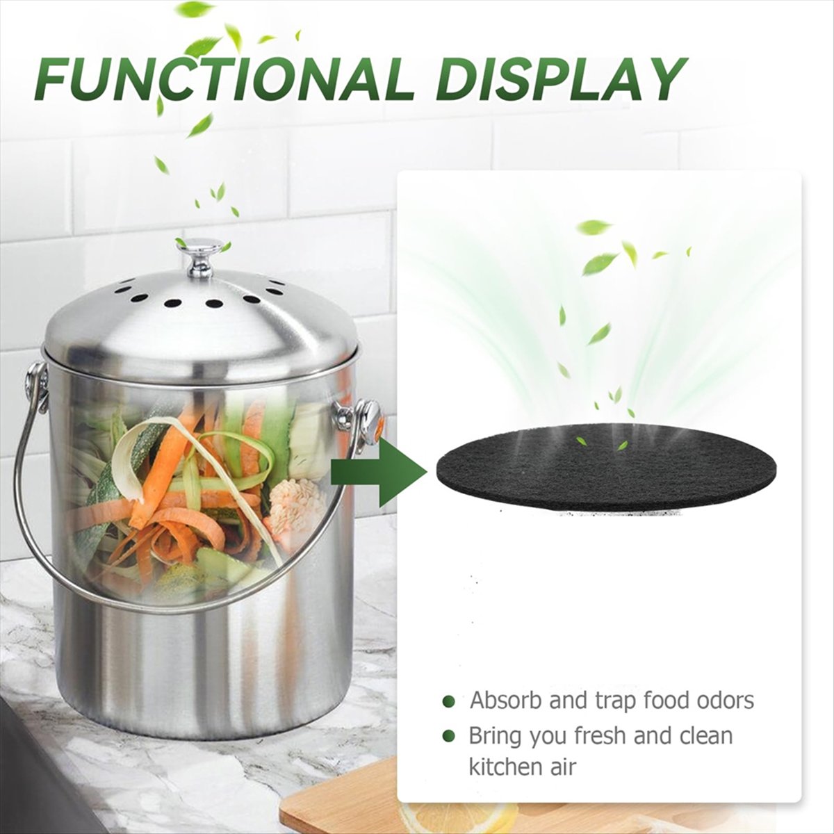 Nuevo Filtro para Compostador  - Compost Bin Countertop reseña y precio